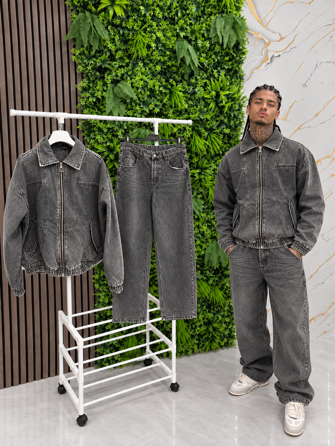COORDINATO DENIM SHADOW — Black Washed Edition