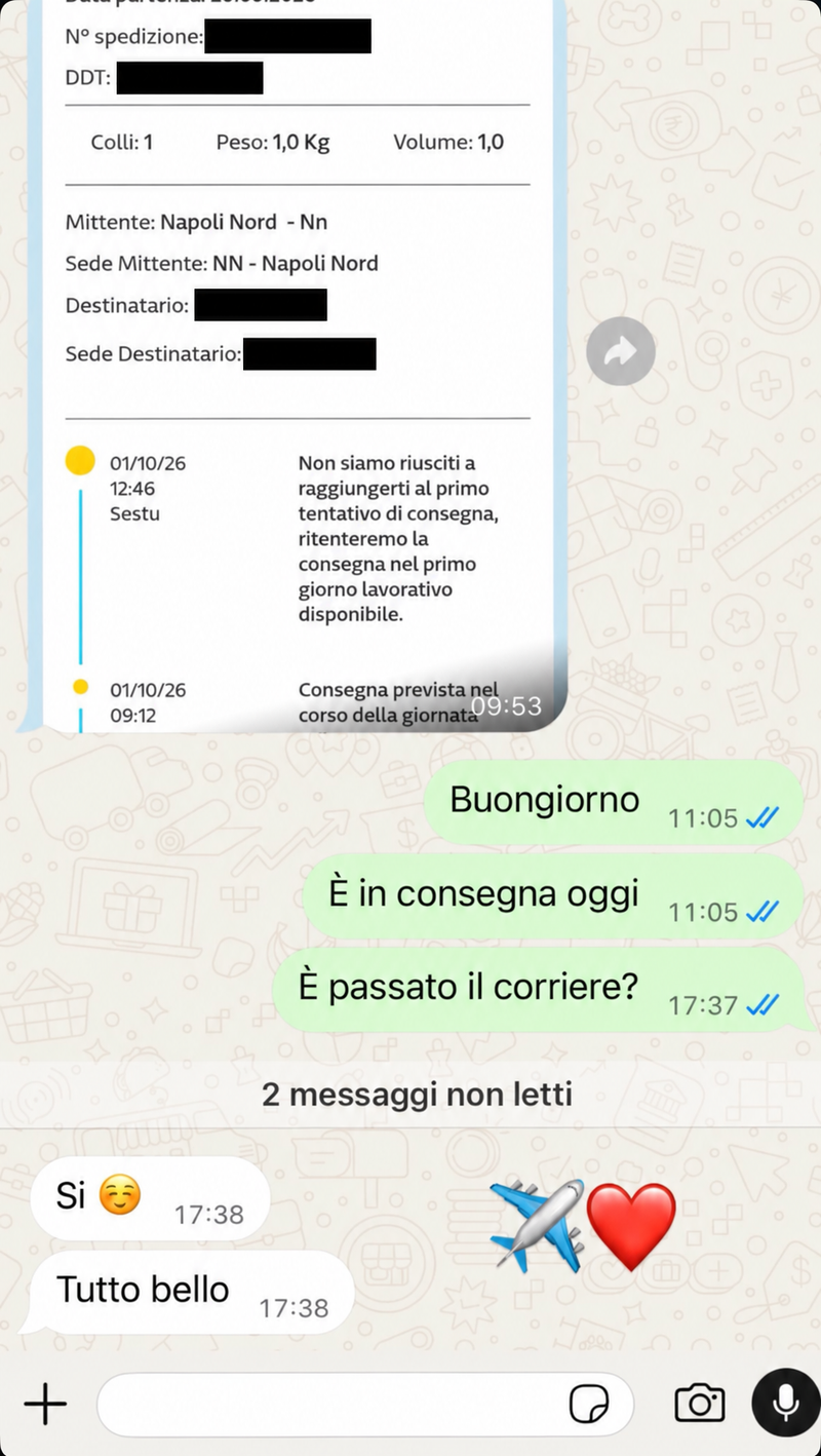 Feedback WhatsApp Genesi: Tutto bello